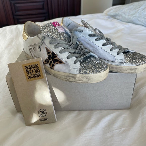 Golden Goose Super-star with glitter toe & leopard star, Women’s Size 37 - Picture 2 of 8